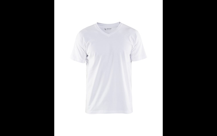 BLAKLADER T-Shirt V-Kragen Weiss