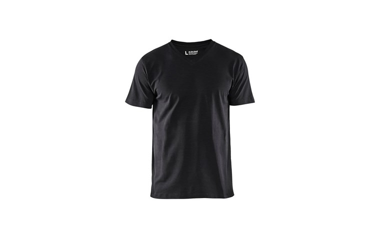 BLAKLADER T-Shirt V-Kragen Schwarz XL